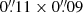 $ 0{{\overset{\prime\prime}{.}}}11\times0{{\overset{\prime\prime}{.}}}09 $