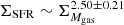 $ \Sigma_{\mathrm{SFR}}\sim\Sigma_{M_{\mathrm{gas}}}^{2.50\pm0.21} $