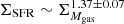 $ \Sigma_{\mathrm{SFR}}\sim\Sigma_{M_{\mathrm{gas}}}^{1.37\pm0.07} $