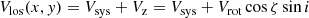 $$ \begin{aligned} V_{\rm los}(x, y) = V_{\rm sys} + V_{\rm z} = V_{\rm sys} + V_{\rm rot}\cos \zeta \sin i \end{aligned} $$