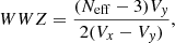 $$ \begin{aligned} WWZ={(N_{\rm eff}-3)V_{ y}\over {2(V_{x}-V_{ y})}}, \end{aligned} $$
