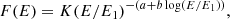 $$ \begin{aligned} F(E)=K(E/E_{\rm 1})^{-(a+b \log (E/E_{\rm 1}))}, \end{aligned} $$