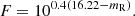 $$ \begin{aligned} F= 10^{0.4(16.22-m_{\rm R})}. \end{aligned} $$