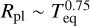${R_{{\rm{pl}}}}\~T_{{\rm{eq}}}^{0.75}$