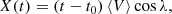 $$ \begin{aligned} X(t) = (t-t_0)\,\langle V \rangle \, \mathrm{cos}\,\lambda , \end{aligned} $$