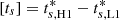 $ \left[t_s\right]= t_{s,{\tiny\mathrm{H1}}}^*-t_{s,{\tiny\mathrm{L1}}}^* $