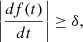 $$ \begin{aligned} \left|\frac{df(t)}{dt}\right|\ge \delta , \end{aligned} $$
