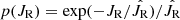 $ p(J_{\mathrm{R}}) = \exp(-J_{\mathrm{R}}/\hat{J_{\mathrm{R}}})/\hat{J_{\mathrm{R}}} $
