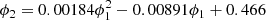 $$ \begin{aligned} \phi _2 = 0.00184 \phi _1^2 - 0.00891 \phi _1 + 0.466 \end{aligned} $$