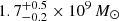 $ 1.7^{+0.5}_{-0.2}\times10^{9}\,{M}_{\odot} $