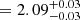 $ = 2.09^{+0.03}_{-0.03} $