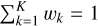 $\sum {_{k = 1}^K{w_k} = 1} $