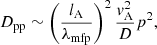 $$ \begin{aligned} D_{\rm pp} \sim \left({{l_{\rm A}}\over {\lambda _{\rm mfp}}} \right)^2 {{v_{\rm A}^2}\over {D}} p^2 , \end{aligned} $$