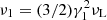 $ \nu_1 = (3/2)\gamma_1^2\nu_{\rm L} $