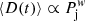 $ \langle D(t) \rangle \propto P_{\mathrm{j}}^{\mathit{w}} $