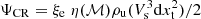 $ \Psi_{\rm CR} = \xi_{\rm e}\; \eta(\mathcal{M}) \rho_{\rm u} (V_{\rm s}^3 {\rm d}x_{\rm t}^2)/2 $