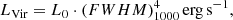 $$ \begin{aligned} L_{\rm Vir} = L_{0} \cdot ({FWHM})^4_{1000}\, \mathrm {erg\, s}^{-1} , \end{aligned} $$