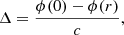 $$ \begin{aligned} \Delta = \frac{\phi (0)-\phi (r)}{c}, \end{aligned} $$