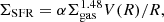 $$ \begin{aligned} {\Sigma _{\rm SFR} = \alpha \Sigma _{\rm gas}^{1.48}V(R)/R} ,\end{aligned} $$