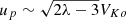 $ u_p \sim \sqrt{2\lambda -3} V_{Ko} $
