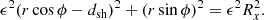 $$ \begin{aligned} \epsilon ^2 (r \cos \phi -d_{\rm sh})^2 + (r \sin \phi )^2 = \epsilon ^2 R_{x}^2. \end{aligned} $$