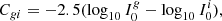 $$ \begin{aligned} C_{gi} = -2.5(\log _{10} I_0^g - \log _{10} I_0^i), \end{aligned} $$