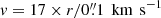 $ \mathit{v} = 17 \times r/0{{{\overset{\prime\prime}{.}}}}1\, {\text{ km}\,\text{ s}^{-1}} $