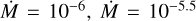 $\dot M = {10^{ - 6}},\dot M = {10^{ - 5.5}}$