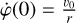 $\dot \varphi \left( 0 \right) = {{{\upsilon _0}} \over r}$
