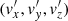$ (v_x^\prime,v_y^\prime,v_z^\prime) $