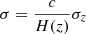 $ \sigma=\frac{c}{H(z)}\sigma_z $