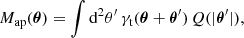 $$ \begin{aligned} M_{ \mathrm{ap} }(\boldsymbol{\theta }) = \int {\mathrm{d}}^2\theta^\prime \,\gamma _{\mathrm{t} }(\boldsymbol{\theta }+\boldsymbol{\theta }^\prime )\,Q(|\boldsymbol{\theta }^\prime |), \end{aligned} $$