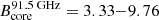 $ B_\text{core}^\text{91.5 GHz} = 3.33{-}9.76 $