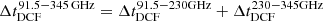 $ \Delta t_\text{DCF}^{\rm 91.5{-}345\, GHz} = \Delta t_\text{DCF}^{\rm 91.5{-}230 GHz} + \Delta t_\text{DCF}^{\rm 230{-}345 GHz} $