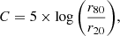 $$ \begin{aligned} C = 5 \times \log {\Bigg (\frac{r_{80}}{r_{20}}\Bigg )}, \end{aligned} $$