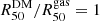 $ R^{\mathrm{DM}}_{50}/R^{\mathrm{gas}}_{50}=1 $