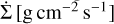$\dot \sum \left[ {{\rm{g}}\,{\rm{c}}{{\rm{m}}^{ - 2}}\,{{\rm{s}}^{ - 1}}} \right]$