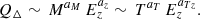 $$ \begin{aligned} Q_{\Delta } \sim \, M^{a_M} \, E_z^{a_z} \sim \, T^{a_T} \, E_z^{a_{Tz}}. \end{aligned} $$