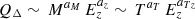$ Q_{\Delta} \sim \, M^{a_M} \, E_z^{a_z} \sim \, T^{a_T} \, E_z^{a_{Tz}} $
