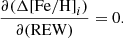 $$ \begin{aligned} \frac{\partial (\Delta \mathrm{[Fe/H]}_{i})}{\partial \mathrm{(REW)}} = 0. \end{aligned} $$