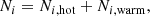 $$ \begin{aligned} N_i = N_{i,\mathrm{hot}} + N_{i,\mathrm{warm}} ,\end{aligned} $$