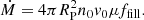 $$ \begin{aligned} \dot{M} = 4 \pi R_\mathrm{P} ^2 n_0 { v}_0 \mu f_\mathrm{fill} . \end{aligned} $$