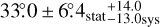 $33^\circ .0 \pm 6^\circ {.4_{{\rm{stat}}}}_{ - 13.0{\rm{sys}}}^{ + 14.0}$