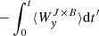 $ -\int^{t}_0 \langle W_{y}^{J \times B} \rangle \mathrm{d}t^\prime $