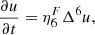 $$ \begin{aligned} \frac{\partial u}{\partial t} = \eta ^F_6\Delta ^6 u, \end{aligned} $$