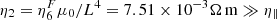 $ \eta_2 = \eta^F_6 \mu_0/L^4 = 7.51 \times 10^{-3}\Omega\,{\rm m} \gg \eta_\parallel $