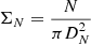 $ \Sigma_N=\frac{N}{\pi D^2_N} $