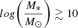 $ log\bigg(\frac{M_*}{M_{\odot}}\bigg) \gtrsim 10 $