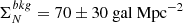 $ \Sigma^{bkg}_N=70\pm30 {\rm \ gal \ Mpc^{-2}} $