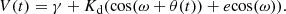 $$ \begin{aligned} V(t)=\gamma + K_{\rm d}(\cos (\omega +\theta (t)) +e{\cos (\omega )}). \end{aligned} $$